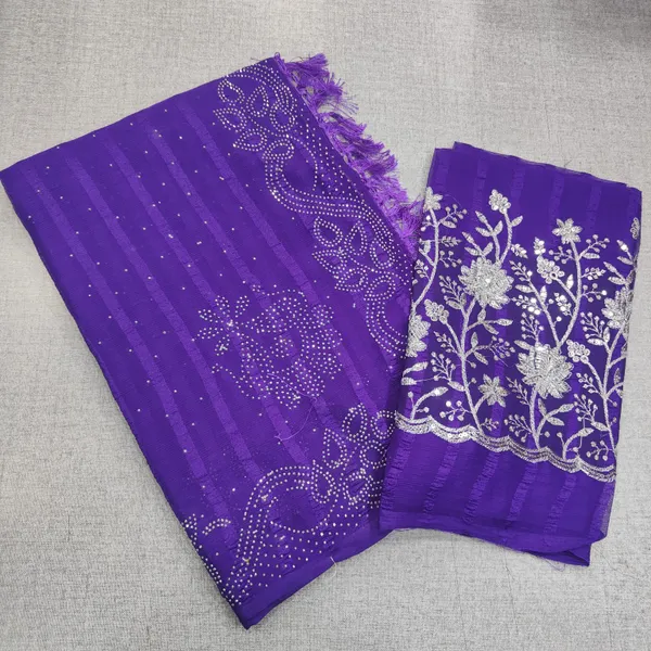 Popcorn saree with work blouse | SR237